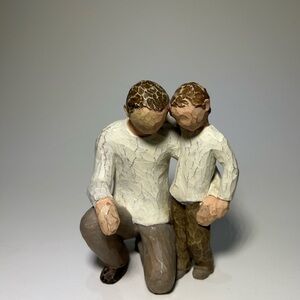 Willow Tree Father and Son Sculpture - Cream and Brown